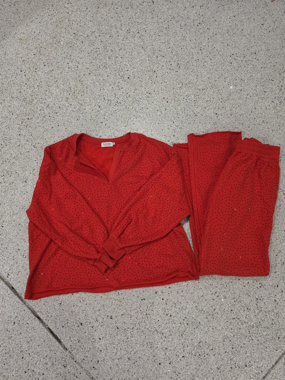RJM Glitz Red Rhinestone Sweatshirt & Pants Set Size M
